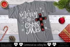 Merry Christmas SVG, buffalo plaid cross svg Product Image 4