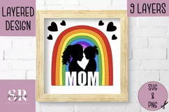 Layered girl mom rainbow| Paper cutting | 3D girl mom SVG Product Image 1