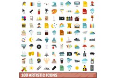100 artistic icons set, flat style Product Image 1