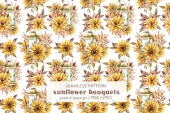 Watercolor sunflower seamless pattern- PNG, JPEG Product Image 1