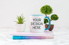Mug Mockup 11 Oz Blank White Coffee Cup Blue Handle Product Image 1