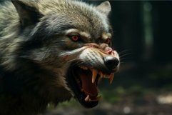 Fierce wolf snarling with bared fangs Product Image 1