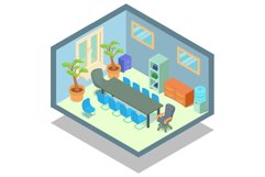 Secretaire concept banner, isometric style Product Image 1