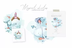 Whale clipart. Watercolor nursery whale illustration Product Image 1