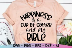 Happiness is a Cup of Coffee and My Bible SVG, Christian SVG Product Image 1