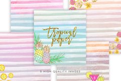 Summer Digital Paper, Tropical paper, Watercolor paper, pineapple paper Digital Papers, Tropical Pineapple, summer pinneaple digital print Product Image 2