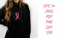 Breast Cancer Ribbon Butterfly SVG. Breast Cancer Awareness Product Image 2