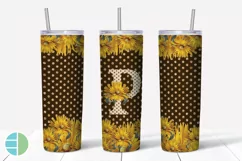 Sunflower Monogram Skinny Tumblers Alpha Sublimation Design Product Image 17