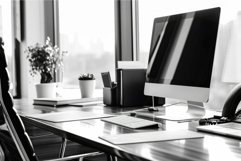Modern office workspace with city view Product Image 1