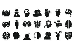 Bipolar disorder icon set, simple style Product Image 1