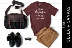 Men&#039;s Heather Maroon Bella Canvas 3001 T-Shirt Mockup Product Image 1