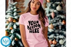 Bella Canvas 3001 Christmas, Woman purple Tshirt Mockup Product Image 1