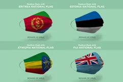 Medical Mask with eritrea estonia ethiopia fiji Nation Flags Product Image 1