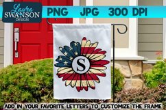 Patriotic Sunflower Monogram Frame PNG, JPG, Sublimation Product Image 1