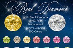 100 Real Round Diamond Clip Arts, Wedding Diamond Product Image 1