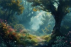 Enchanted forest path at sunrise Product Image 1