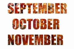 Words September, October, November isolated on white Product Image 1