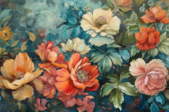 Watercolor Painting and Flowers Background Wallpaper Product Image 1