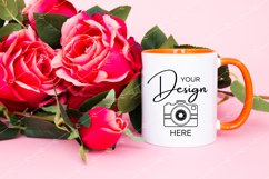 Mug Mockup 11 Oz Blank White Coffee Cup Orange Handle Product Image 1