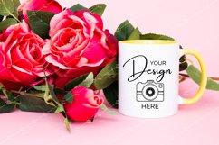 Mug Mockup 11 Oz Blank White Coffee Cup Yellow Handle Product Image 1
