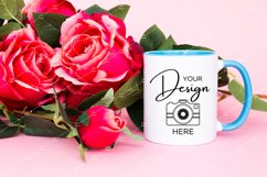 Mug Mockup 11 Oz Blank White Coffee Cup Blue Handle Product Image 1