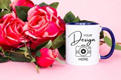 Mug Mockup 11 Oz Blank White Coffee Cup Dark Blue Handle Product Image 1