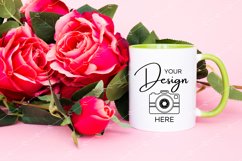 Mug Mockup 11 Oz Blank White Coffee Cup Lime Green Handle Product Image 1