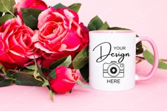 Mug Mockup 11 Oz Blank White Coffee Cup Pink Handle Product Image 1