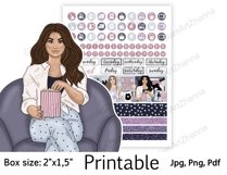 Movie Night Weekend Lazy Printable Sticker Box Size 2"x1,5" Product Image 4