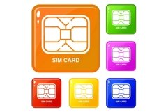 Central microchip icons set vector color Product Image 1