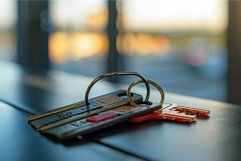 Bunch of keys laying on a table by the window Product Image 1
