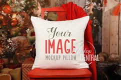 Blank White Square Mockup Christmas Pillow JPG Product Image 1