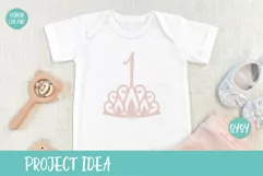 1st Birthday Cake Topper SVG with Crown | Baby Girl Birthday Product Image 5