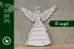 Vintage 3D angel, cardstock design, SVG cut file, Christmas Product Image 1
