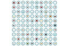 100 leisure excellence icons set, flat style Product Image 1