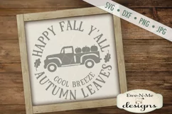 Happy Fall Yall Old Truck Autumn Leaves SVG DXF File Product Image 1