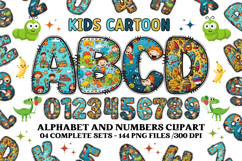 Kids Cartoon Alphabet clipart, kids cartoon letters doodle Product Image 1