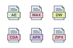 Set Of File Formats Icons Product Image 1