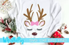 Reindeer Face SVG Reindeer Eyes SVG Reindeer Eyelash SVG Product Image 1