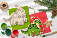 Christmas Dino Ornament Laser Scoring Engraving Glowforge Product Image 3