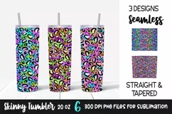 Colorful Leopard Foil 20oz Skinny Tumbler Sublimation Design Product Image 1