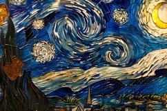Stained Glass Starry Night Background Wallpaper Product Image 1