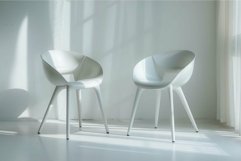 Minimalist white chairs in bright room Product Image 1