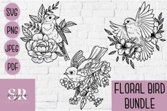 Floral bird bundle | vinyl cutting | Robin cut file Product Image 1