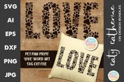 Pet Paw Print 'LOVE' Word Art SVG Cut File Product Image 1