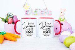 Easter Mug Mockup 11 Oz Blank White Coffee Cup Red Handle Product Image 1