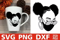 Afro Woman in Mask svg, Glasses svg, Afro Puffs svg, Melanin Product Image 1