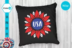 USA Sunflower Svg, Patriotic Sunflower Svg Product Image 4