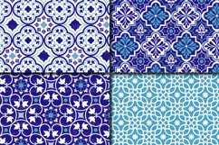 Blue Moroccan Digital Paper Pack / Blue Ethnic Tribal Geometric Ornamental Digital papers / Moroccan backgrounds / Scrapbooking Printable paper Product Image 2