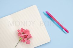 White open notebook for notes, white cup of coffee with milk Product Image 1